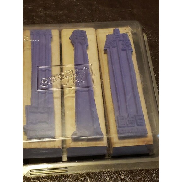 Stampin' Up 4 Piece Wood Base Rubber  Stamp Set "Along the Same Lines" Holiday - Picture 7 of 8